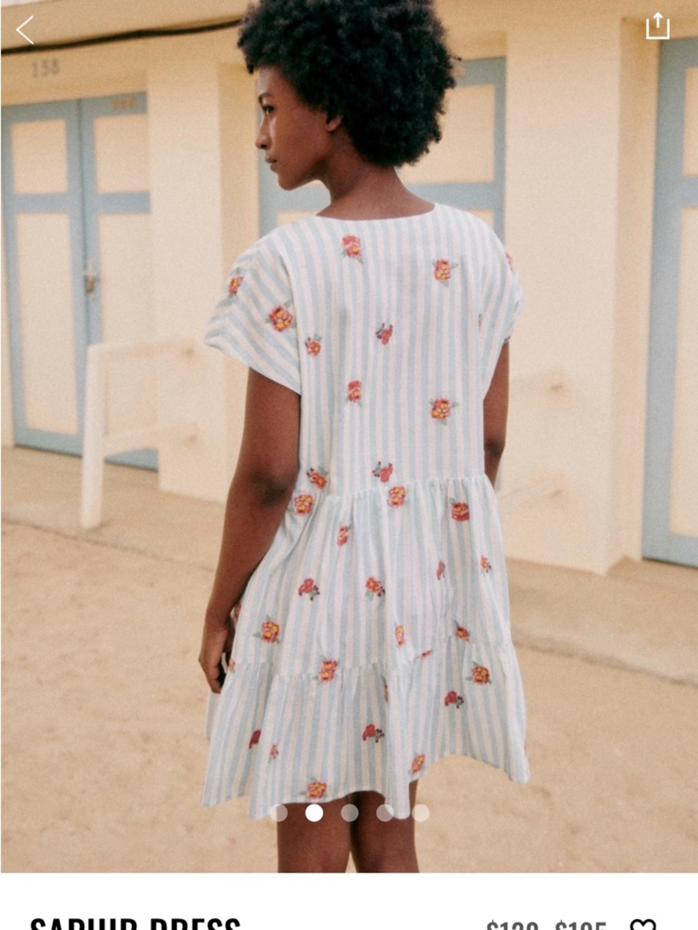 Sezane Blue & White Striped Floral Tiered Casual Dress - Picture 7 of 8